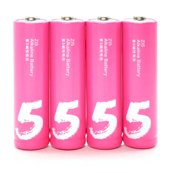 Батарейки алкалиновые Xiaomi ZMI Rainbow Zi5 типа AA (уп. 4 шт) (4xAA5 pink) техпак-термоусадка, розовые 