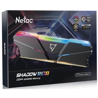 ОЗУ Netac Shadow (NTSRD4P26SP-08E) DDR 4 DIMM 8Gb PC21300, 2666Mhz, RGB, C19 Grey, с радиатором 