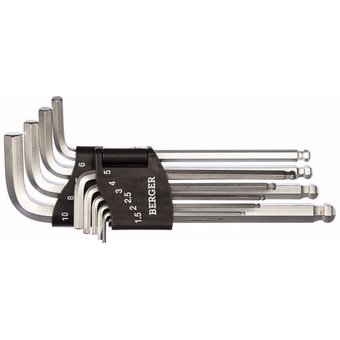  Набор шестигранников BERGER BG2291 Г-образных с шаровым профилем 10 предметов H1.5-H10 