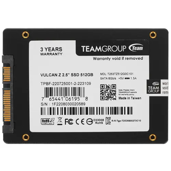  SSD TEAMGROUP T-FORCE VULCAN Z (T253TZ512G0C101) 512GB 2.5" SATA 