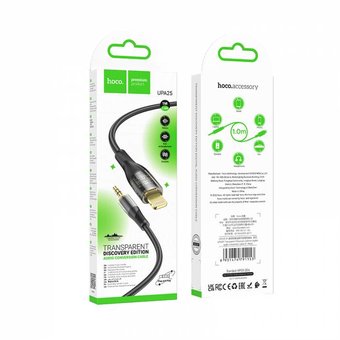  Дата-кабель HOCO UPA25 Transparent Discovery Edition Digital audio conversion cable iP (чёрный) 