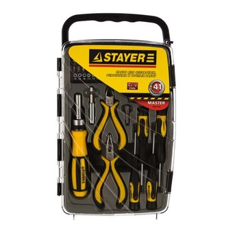  Отвертка STAYER Master 25311-H41 реверсивная с эргономичной ручкой, с насадками, 41 предмет 