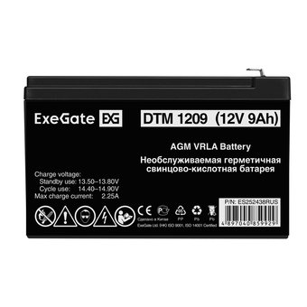  Аккумуляторная батарея ExeGate DTM 1209 (12V 9Ah, клеммы F1) 252438 
