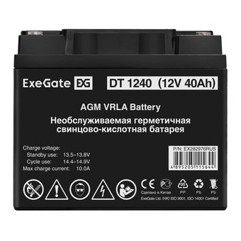  Аккумуляторная батарея ExeGate DT 1240 (12V 40Ah, под болт М6) 282976 