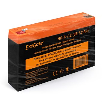  Аккумуляторная батарея ExeGate HR 6-7.2 (6V 7.2Ah, клеммы F1) 285651 