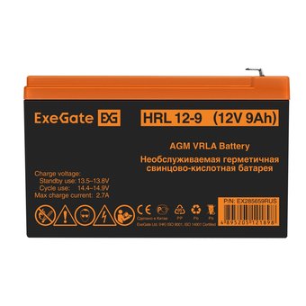  Аккумуляторная батарея ExeGate HRL 12-9 (12V 9Ah 1234W, клеммы F2) 285659 