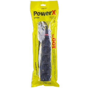  Сетевой фильтр Perfeo PowerX PF-A4714, 1,8м, 5 розеток, черный 