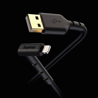  Дата-кабель Hama 00187212 Lightning угловой USB 2.0 1.5м черный 