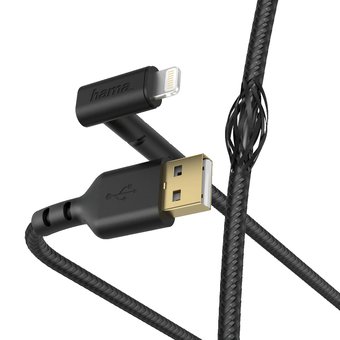  Дата-кабель Hama 00187212 Lightning угловой USB 2.0 1.5м черный 