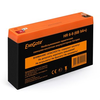  Аккумуляторная батарея ExeGate HR 6-9 (6V 9Ah 634W, клеммы F1) 285851 