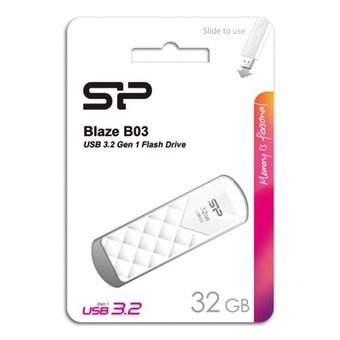  USB-флешка Silicon Power SP032GBUF3B03V1W Blaze B03, 32Gb USB 3.2, Белый 