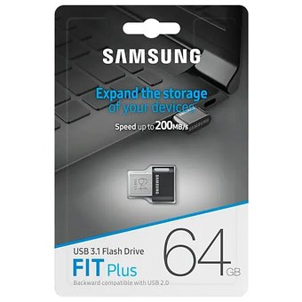  USB-флешка SAMSUNG MUF-64AB/APC FIT Plus 64GB, USB 3.1, 300 MB/s 