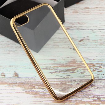 Силиконовая накладка iPhone 7 с Золотистой зеркальной рамкой 