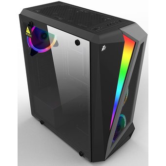  Корпус 1STPLAYER Rainbow R5 (R5-3R1) ATX, tempered glass side panel 3x 120mm LED fans inc. 