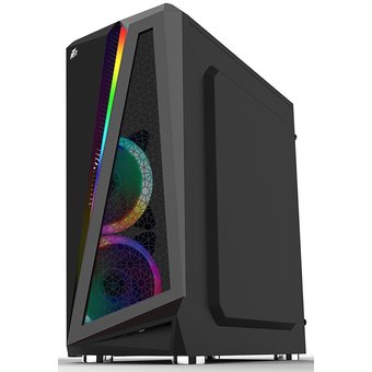  Корпус 1STPLAYER Rainbow R5 (R5-3R1) ATX, tempered glass side panel 3x 120mm LED fans inc. 