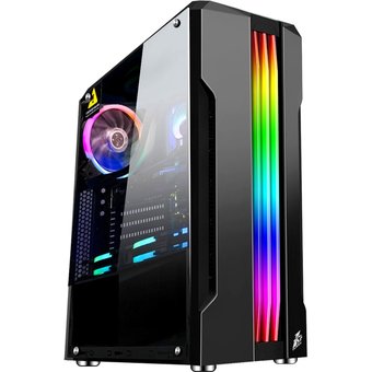  Корпус 1STPLAYER Rainbow R3-A (R3-A-1R1) ATX, tempered glass side panel 1x 120mm LED fan inc. 