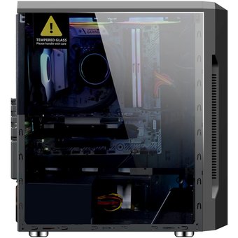 Корпус 1STPLAYER Rainbow R3-A (R3-A-1R1) ATX, tempered glass side panel 1x 120mm LED fan inc. 