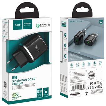  СЗУ HOCO N3 Special single port QC3.0 charger(EU), black 