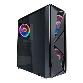  Корпус 1STPLAYER Firerose F4 (F4-3R1 )ATX, tempered glass side panels 3x 120mm LED fans inc. 