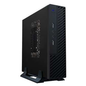  Корпус POWERMAN ME100BK (6117859) Desktop / SFF 2л, mini-ITX, twin mini-ATX, внешний БП 60W, GM-120 DC-ATX, USB3.0x2 + Audio, черный 