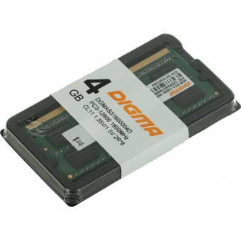  ОЗУ Digma (DGMAS31600004S) DDR3L 4Gb 1600MHz RTL PC3-12800 CL11 SO-DIMM 204-pin 1.35В single rank 