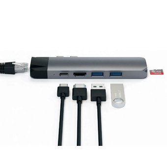  USB-хаб Satechi Aluminum Pro Hub with Ethernet & 4K HDMI для MacBook Air (2018-2020), MacBook Pro (2018-2020) 