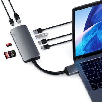  USB-хаб Satechi Type-C Dual Multimedia Adapter для Macbook с двумя портами USB-C 