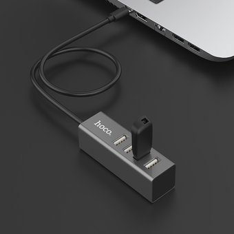  USB-HUB Hoco HB1 4, USB 2.0, 4 Port (серый) 