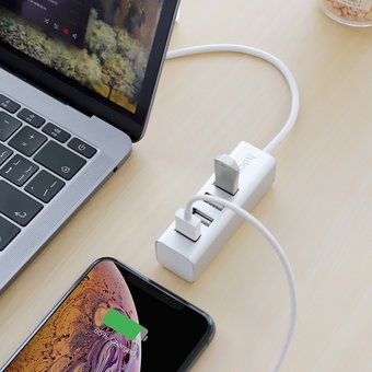  USB-HUB Hoco HB1 4, USB 2.0, 4 Port (серебристый) 