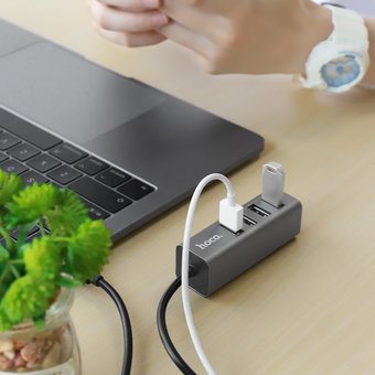  USB-HUB Hoco HB1 4, USB 2.0, 4 Port (серый) 