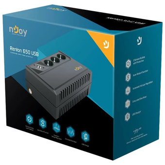 ИБП nJOY Renton 650 USB (360Вт, батарея 5Ач, 3 евро розетки) UPLI-LI065RE-CG01B   ИБП nJOY Renton 650 USB (360Вт, батарея 5Ач, 3 евро розетки) UPLI-LI065RE-CG01B