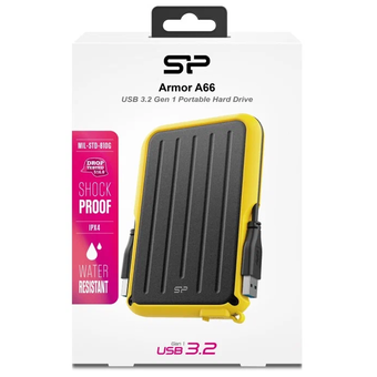  Внешний HDD Silicon Power Armor A66 (SP050TBPHD66LS3Y) 5TB, 2.5", USB 3.2, Желтый 