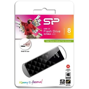  USB-флешка Silicon Power 8Gb Ultima U03, USB 2.0, Черный (SP008GBUF2U03V1K) 