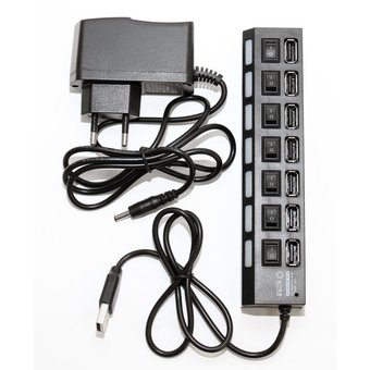  Концентратор 5bites HB27-203PBK 7*USB2.0/БП 5В-2А/1M/Black 