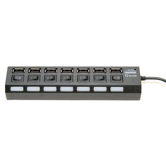  Концентратор 5bites HB27-203PBK 7*USB2.0/БП 5В-2А/1M/Black 