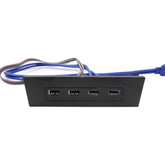  Планка USB на переднюю панель ExeGate U5H-614, 5.25", 2*USB+2*USB3.0, черная, подсоединение к мат. плате 269460 