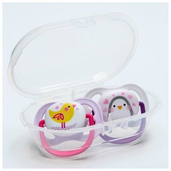  Пустышка PHILIPS SCF080/06 ultra air Lime, Пингвин/Птичка, 0-6мес, 2шт, для девочек 