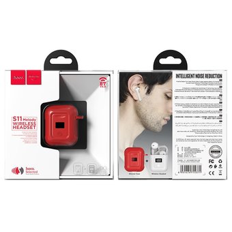  УЦ Наушники bluetooth HOCO S11 Melody (red silicon), white (ПУ) 