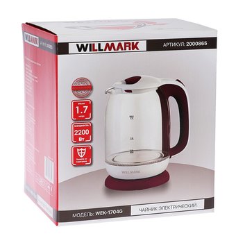  Чайник Willmark WEK-1704G белый/красный 