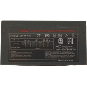  Блок питания R-Senda SD-1600W (SD-1600W) 1.6кВт ATX, 120 мм, 80 Plus 