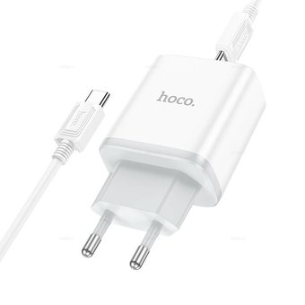  СЗУ Hoco C104A Stage single port PD20W charger+Type-C to Type-C, white 
