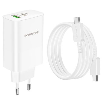  СЗУ Borofone BN10 Sunlight PD65W dual port(1A1C) charger(EU), white 