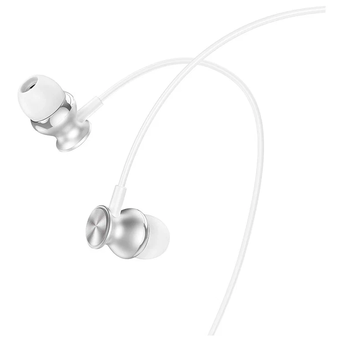 Наушники Hoco M106 Fountain metal universal earphones with microphone (серебро) 