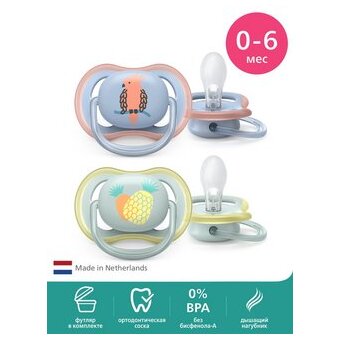  Пустышка Philips Avent SCF085/12 ultra air 0-6 месяцев 2 шт 