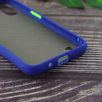  Чехол силиконовый с полупрозрачной матовой задней крышкой для Samsung A01 синий 