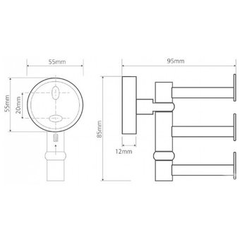  Крючок BEMETA Omega 104106072 тройной поворотный 