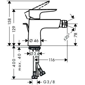  Смеситель для биде Hansgrohe 71720670 Talis E матовый черный 