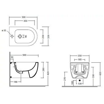  Биде подвесное AREA Form 22310101+FIX03 с 1отверстием с креплением белое 