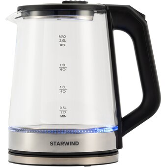  Чайник Starwind SKG5778 черный/прозрачный 