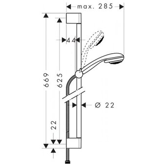  Душевой набор HANSGROHE Unica crometta 27767000 Стойка 65см с душ crometta 85 multi и шлангом 160см хром 